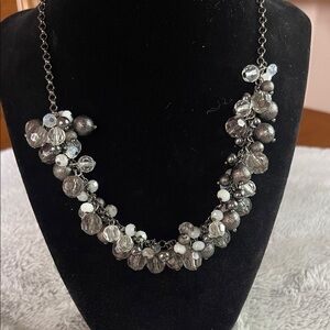LOFT Silver and Gray Beaded Necklace